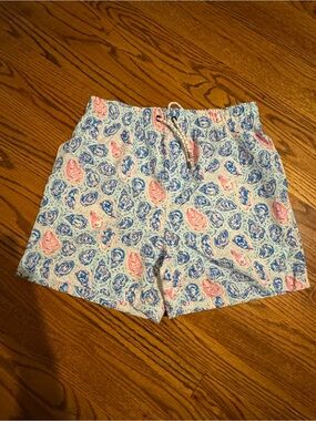 Simply Southern Blue Pink White Patterned Swim Shorts